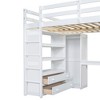 NicBex Full Size Bunk Bed with Desk Loft Bed Wooden Bed Frame with Wardrobe, Shelves, 2 Drawers, Ladder and Guardrail, No Box Spring Required, White - 4 of 4