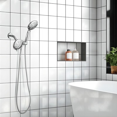 Cobbe 48-Setting High Pressure 3-Way Shower Head Combo, 5" Dual 2 in 1 Showerhead with Stainless Steel Hose, Chrome