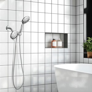 Cobbe 48-Setting High Pressure 3-Way Shower Head Combo, 5" Dual 2 in 1 Showerhead with Stainless Steel Hose, Chrome - 1 of 4