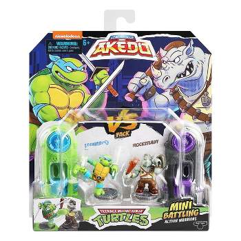Akedo Teenage Mutant Ninja Turtles Leonardo vs Rocksteady Mini Figure Set - 2pk