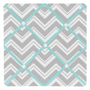 Sweet Jojo Designs Boy, Girl, Unisex/Gender Neutral Fabric Photo Memo Board Zig Zag Grey White and Turquoise - 1 of 3