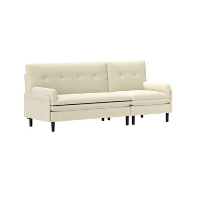 Corduroy 3-Seater Sectional Sofa with Convertible L-Shape Design, Adjustable Backrest and Foam Cushions