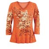 Collections Etc Autumn Kitten Sequin Detailed V-Neck 3/4 Length Sleeve Top - 3 of 4