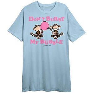 Bobby Jack Don’t Burst My Bubble Crew Neck Short Sleeve Blue Women’s Night Shirt - 1 of 2
