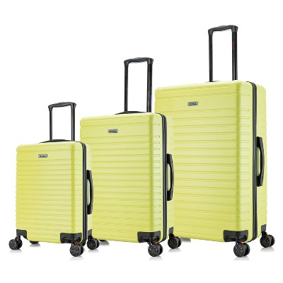 InUSA Deep Lightweight 3pc Hardside Checked Spinner Luggage Set - Green