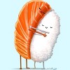 Men's Design By Humans Sushi Hug By andremullerdko T-Shirt - 2 of 3