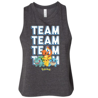 Women's Pokémon Partners Team Graphic Racerback Tank - Heather Charcoal - Medium