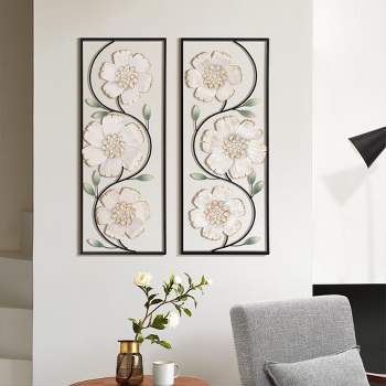 Set of 2 Modern Multi-Color Abstract Metal Wall Decor Panels