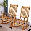Costway 2PCS Wood Rocking Chair Porch Rocker High Back Garden Seat Indoor Outdoor - 2 of 4