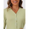 cheibear Women's Long Sleeve Button Down Top with Pants Pajama Sets 2 Pcs - 4 of 4