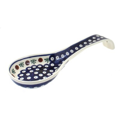 Blue Rose Polish Pottery 1178 Zaklady Large Spoon Rest