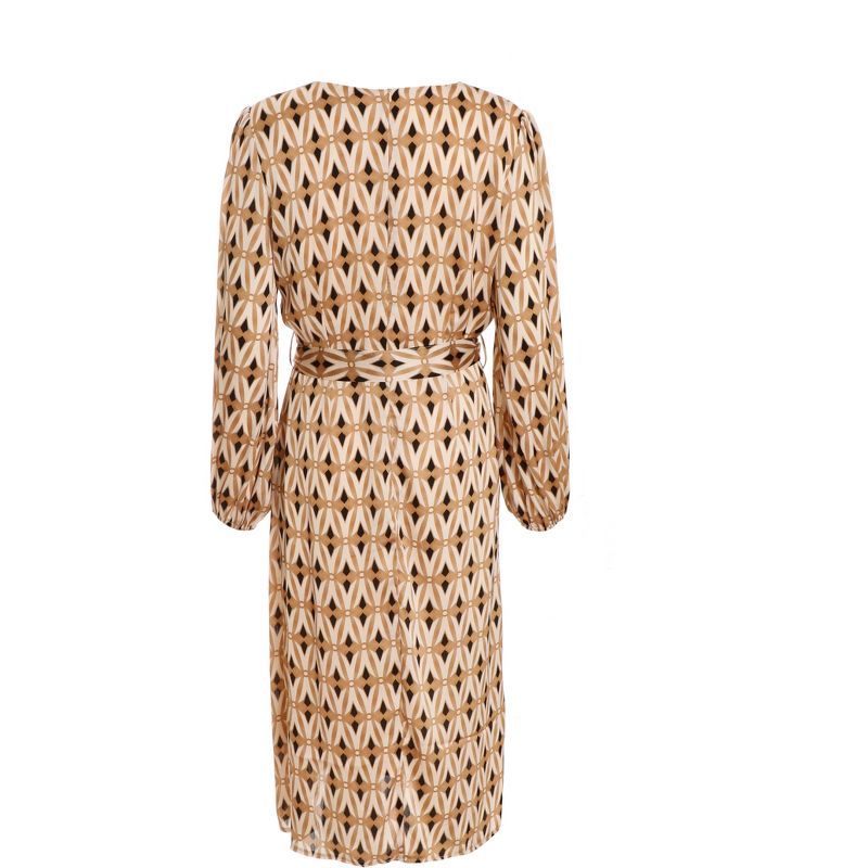 QUIZ Women's Geometric Satin Wrap Midi Dress, 5 of 6