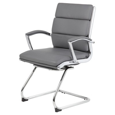 Contemporary Executive Guest Chair Gray - Boss Office Products: Vinyl ...