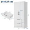 Wooden Armoire Wardrobe Closet with 2 Drawers, 70 "Tall Clothing Storage Cabinet with 2 Doors - 2 of 4