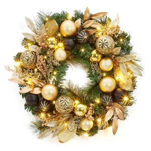 22 Inch Christmas Wreath with Lights - 1 of 4