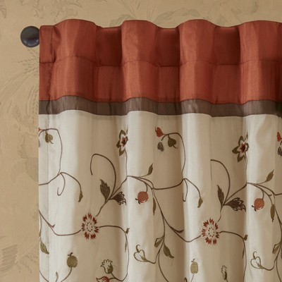 Spice Embroidered Ground Length Blackout Curtain Panel