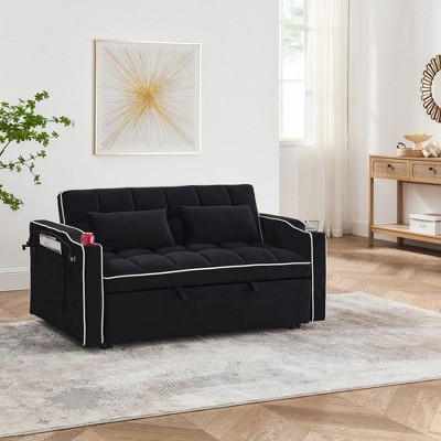 NicBex 3-in-1 Velvet Convertible Sofa Bed with USB Charging Port and Swivel Phone Stand,55.5" Modern Sleeper Sofa with Adjustable Backrest