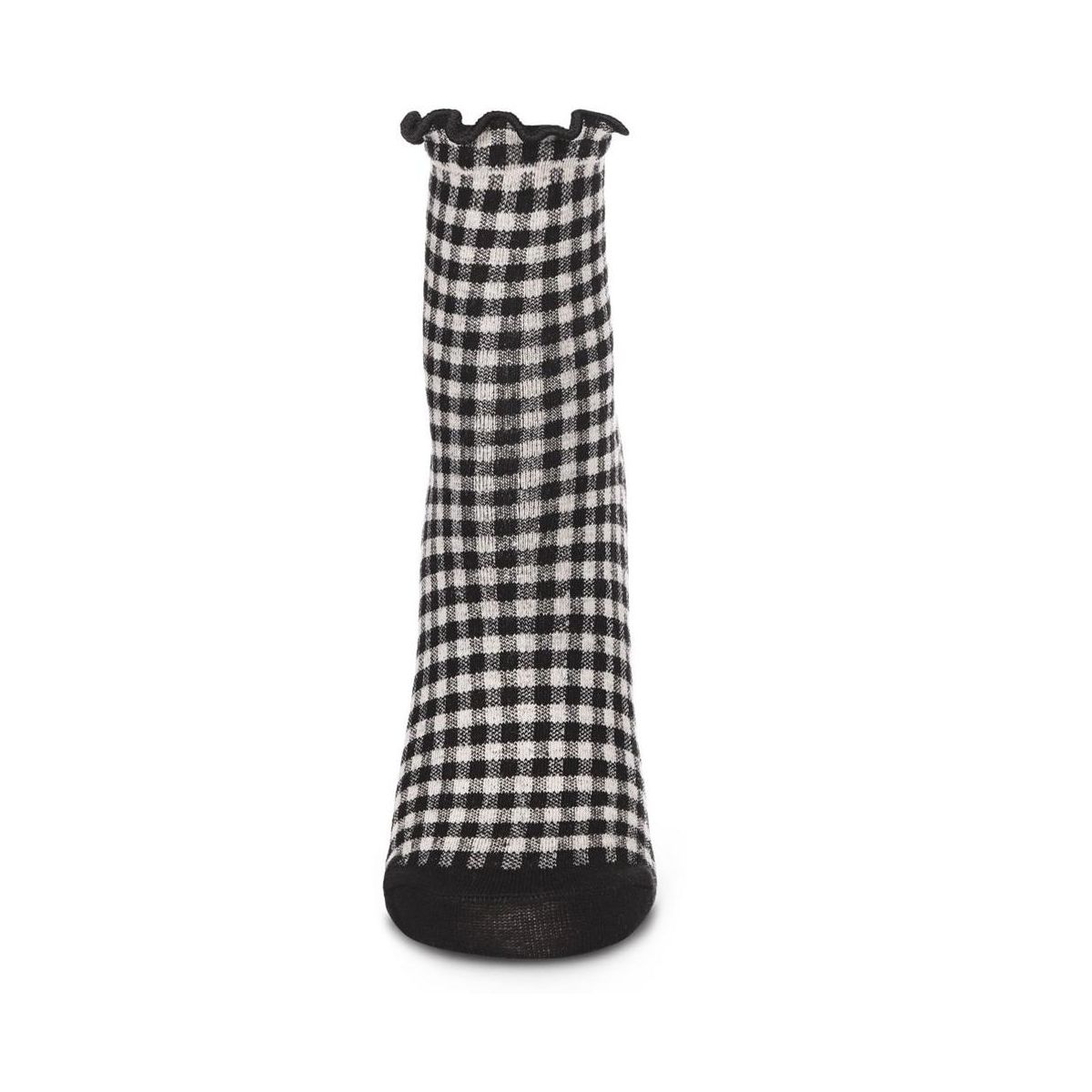 Memoi Women's Gingham Cotton Blend Ruffle Cuff Anklet Socks - thumbnail 2