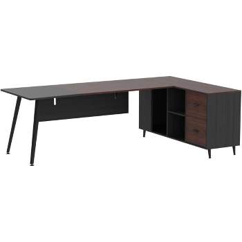 Tribesigns L-Shaped Executive Desk with File Cabinet, Home Office Computer Desk Workstation Set