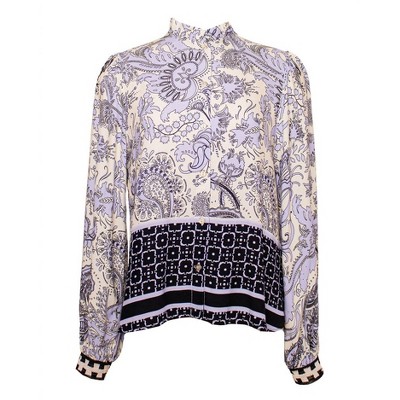 Women's Wo's Floral Border Print Button Down Blouse - IMPREVU