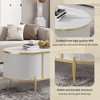 NicBex Luxury Oval Accent Coffee Table with 2 Cabinets,Marble-Pattarned Top Center Table Fluted Accent Table for Living Room,100lbs Max,White/Gold - 4 of 4