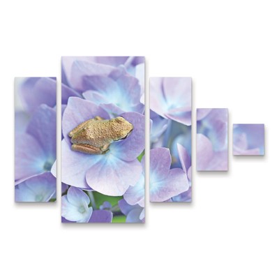 Trademark Fine Art Jennie Marie Schell Little Frog On Flower 5 Piece Panel Set Art