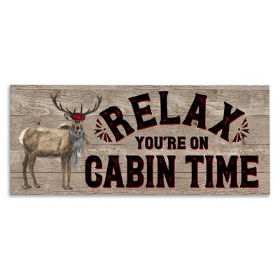 Stupell Industries Cabin Time Phrase with Deer, 30" x 13"