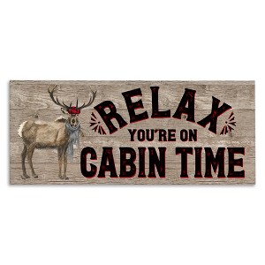Stupell Industries Cabin Time Phrase with Deer, 30" x 13" - 1 of 4