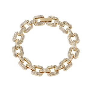 Adornia Gold Plated Crystal Encrusted Link Chain Bracelet - 1 of 4