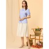 INSPIRE CHIC Women's Plaid Puff Short Sleeve Button Down Peter Pan Collar Shirt - 3 of 4