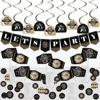 Big Dot of Happiness Roaring 20’s - 1920s Art Deco Jazz Party Supplies Decoration Kit - Decor Galore Party Pack - 51 Pieces