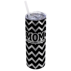 Elanze Designs Silvertone Sparkle 20 Ounce Double Wall Stainless Steel Glitter Travel Tumbler With Sliding Lid And Straw, Mom I love you more. The End - 1 of 4