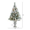 Nearly Natural 56-in Flocked Oregon Pine Artificial Christmas Tree with 100 Clear Lights and 215 Bendable Branches in Decorative Urn - 2 of 3