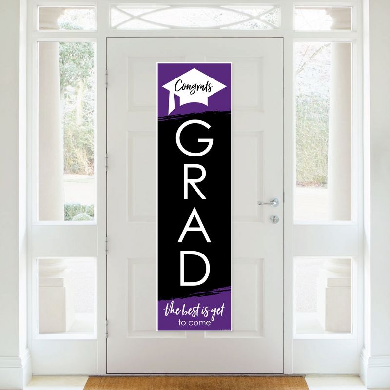 Big Dot of Happiness Purple Graduation Party Door Decoration - Vertical Banner, 3 of 9