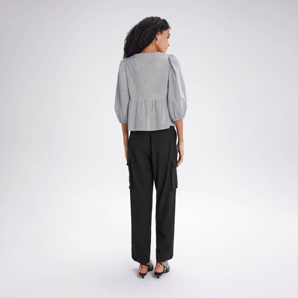 Blusa de manga tres cuartos abullonada con lazo al frente para mujer - A New Day™ 2