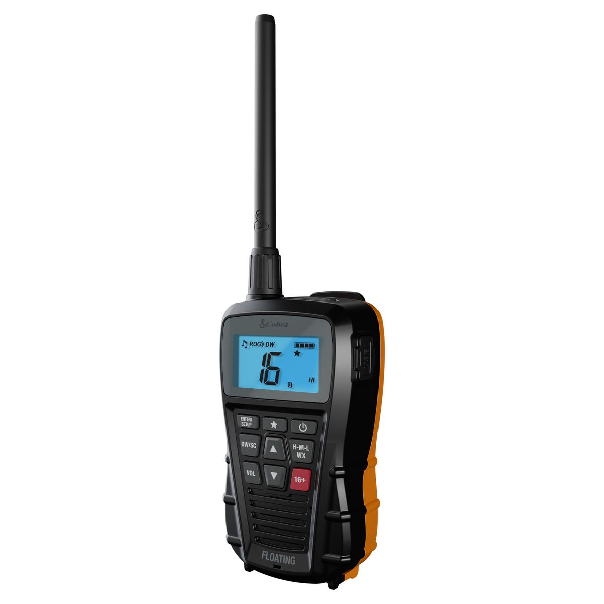Cobra® BlueBound 150 Selectable 3-Watt Floating Handheld VHF Marine Radio, USA/Canadian/International Channels, Waterproof, NOAA®, Large LCD Scre...