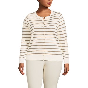Lands' End Women's Fine Gauge Cotton Cardigan Sweater - 1 of 4