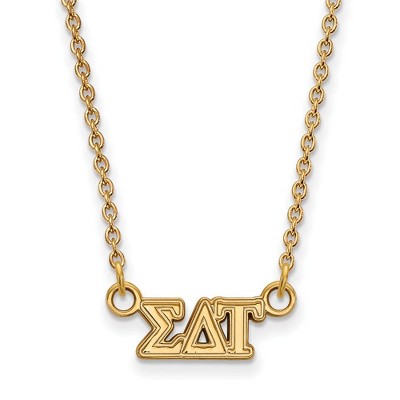 Black Bow Jewelry 14k Yellow Gold Plated Sterling Silver Sigma Delta Tau Greek Life Necklace 18 Inch