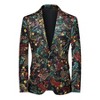 Cloudstyle Mens 2 Piece Print Suit Floral Party Dress Jacket Slim 2 Button Blazer Pants - 2 of 4