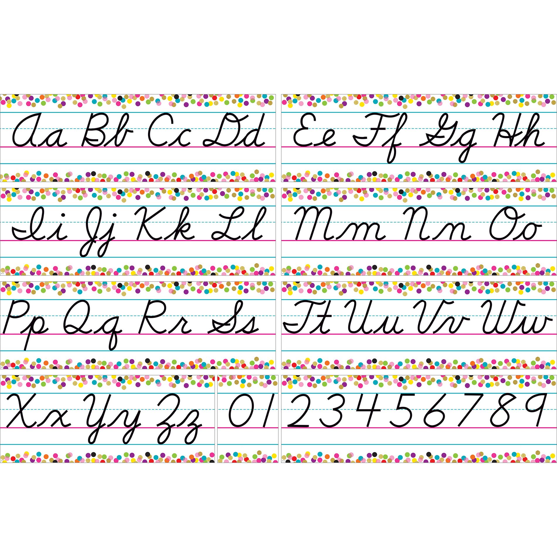 Teacher Created Resources® Colorful Vibes Cursive Writing Bulletin Board Set