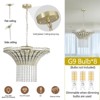 23.6 Inch Crystal Chandeliers, Adjustable Height Ceiling Lighting Fixture, Elegant Pendant Light with Cascading Beads for Bedroom Foyer (No Bulbs) - 3 of 4