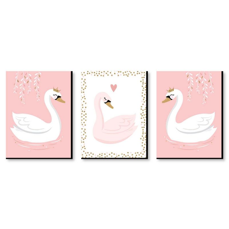 Big Dot of Happiness Swan Soiree - White Swan Nursery Wall Art and Kids Room Decorations - Gift Ideas - 7.5 x 10 inches - Set of 3 Prints, 1 of 8