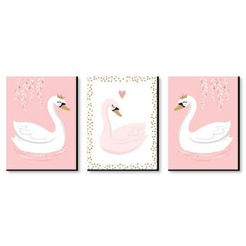 Big Dot of Happiness Swan Soiree - White Swan Nursery Wall Art and Kids Room Decorations - Gift Ideas - 7.5 x 10 inches - Set of 3 Prints