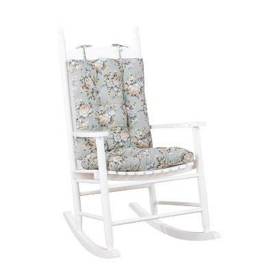 Ellis Bella Rose Stylish Medium Scale Printed Floral Pattern Ties to Secure Rocker Set 18"x24" Mist