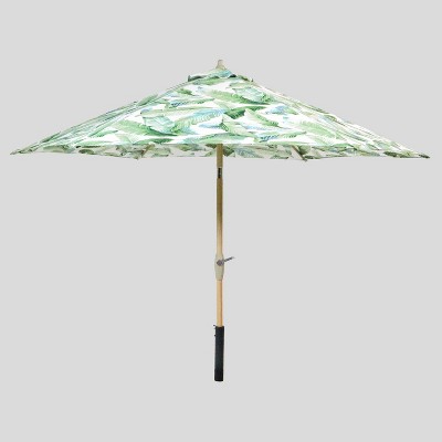 9 Round Vacation Tropical Patio Umbrella Green Threshold Target