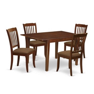 HomeStock 5-Pc Mahogany Finish Solid Wood Top - Rectangular Dining Room Set with Butterfly Leaf - Seats 4 - 1 of 4