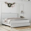NicBex Upholstered Bed Frame with Star Projector Galaxy Light,Adjustable Button Tufted Headboard with USB Port,Music Speaker,Easy Assembly - 3 of 4