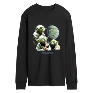 Men's - Star Wars - Yoda Death Star Long Sleeve Graphic T-Shirt - 1 of 3