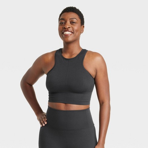 Women's Medium Support Seamless Zip-Front Sports Bra - All In Motion™ Black  M