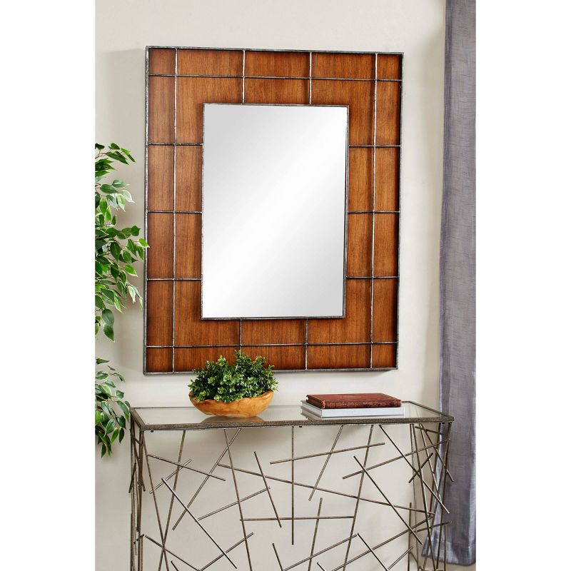 36&#34; x 44&#34; Large Rectangular Wood Wall Mirror with Metal Grid Overlay Golden Brown - Olivia &#38; May, 2 of 5
